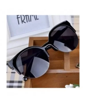 2020 Retro Designer Super Round Circle Glasses Cat Eye Women's Sunglasses Glasses Goggles (Color Black) - Black - CC199EIYC3S...