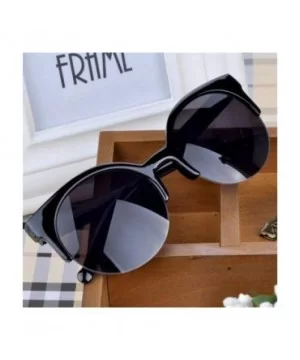 2020 Retro Designer Super Round Circle Glasses Cat Eye Women's Sunglasses Glasses Goggles (Color Black) - Black - CC199EIYC3S...