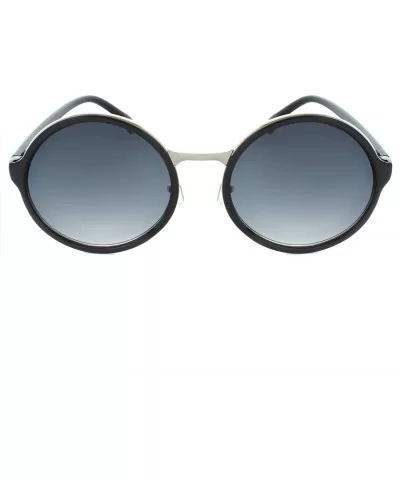 Metal Insert 50mm Round Sunglasses - Black-silver - CR11LQ6DZXD $6.58 Oversized