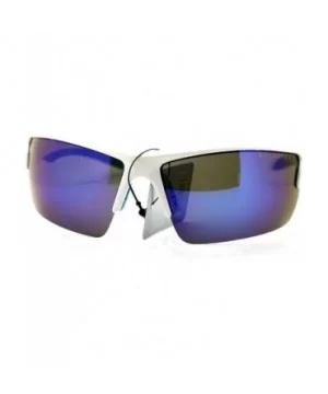 Polarized Mirror Lens Men's Sports Sunglasses Rectangular Wrap Around - White Blue - CN11Y5KCM0J $7.70 Rectangular