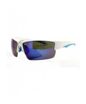 Polarized Mirror Lens Men's Sports Sunglasses Rectangular Wrap Around - White Blue - CN11Y5KCM0J $7.70 Rectangular