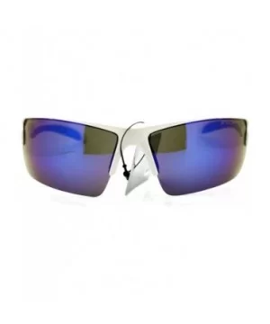 Polarized Mirror Lens Men's Sports Sunglasses Rectangular Wrap Around - White Blue - CN11Y5KCM0J $7.70 Rectangular