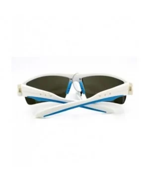 Polarized Mirror Lens Men's Sports Sunglasses Rectangular Wrap Around - White Blue - CN11Y5KCM0J $7.70 Rectangular