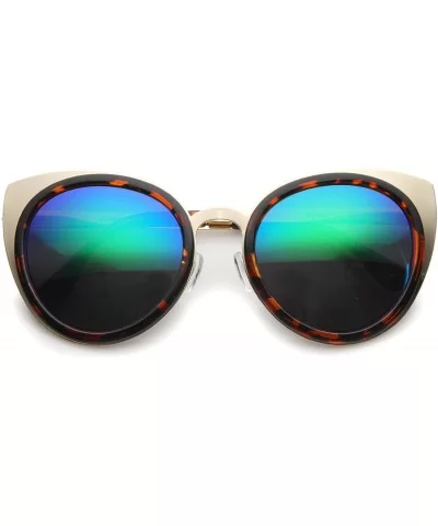 Womens Two-Toned Color Mirror Lens Cat Eye Sunglasses 54mm - Tortoise-gold / Green Blue Mirror - CH12H0L0571 $9.59 Cat Eye