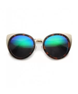 Womens Two-Toned Color Mirror Lens Cat Eye Sunglasses 54mm - Tortoise-gold / Green Blue Mirror - CH12H0L0571 $9.59 Cat Eye