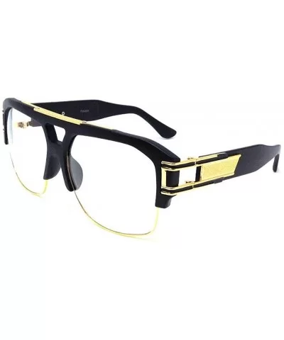 Gazelle B-Boy Square Metal & Plastic Retro Aviator Sunglasses - Matte Black & Gold - CF18KCC3LEH $8.79 Oversized