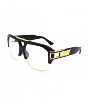 Gazelle B-Boy Square Metal & Plastic Retro Aviator Sunglasses - Matte Black & Gold - CF18KCC3LEH $8.79 Oversized