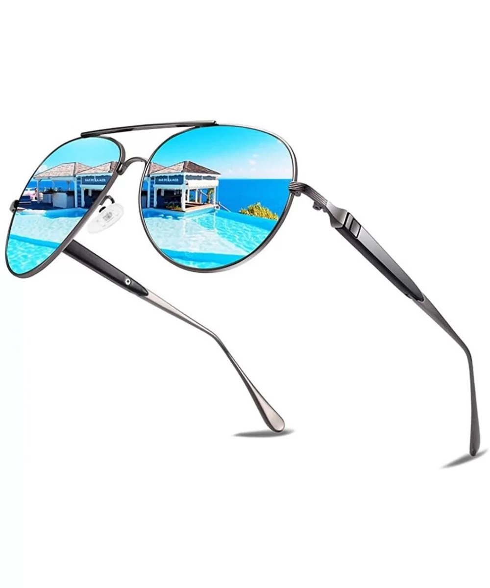 Driving Sunglasses for Men/Women Polarized UV Protection Small Face Aviator Sunglasses and Outdoor Sports - Blue - CY199CNKM0...