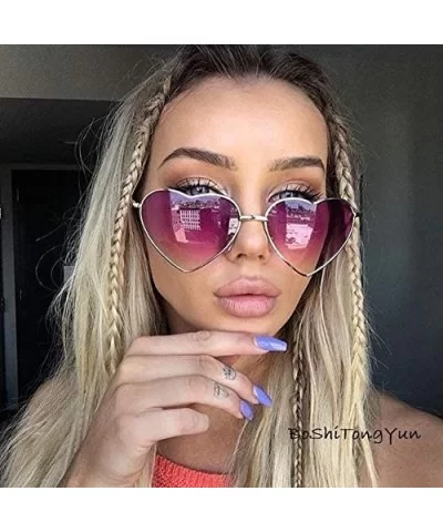 Ladies Heart Shaped Sunglasses Metal Women Designer Fashion Rimless Lenses Sun Glasses - C12 - CV18Y6IWOQ7 $18.95 Rectangular