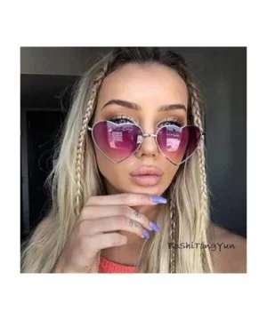 Ladies Heart Shaped Sunglasses Metal Women Designer Fashion Rimless Lenses Sun Glasses - C12 - CV18Y6IWOQ7 $18.95 Rectangular