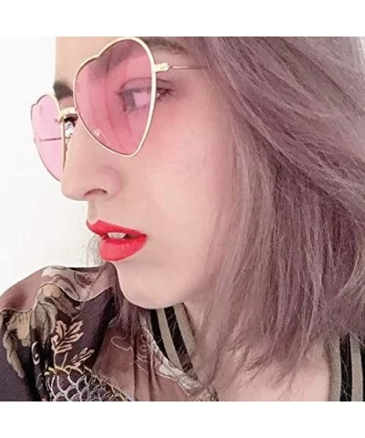 Ladies Heart Shaped Sunglasses Metal Women Designer Fashion Rimless Lenses Sun Glasses - C12 - CV18Y6IWOQ7 $18.95 Rectangular