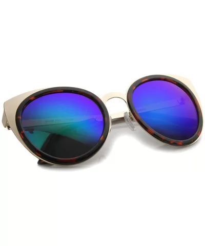 Womens Two-Toned Color Mirror Lens Cat Eye Sunglasses 54mm - Tortoise-gold / Green Blue Mirror - CH12H0L0571 $9.59 Cat Eye