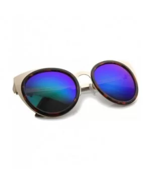 Womens Two-Toned Color Mirror Lens Cat Eye Sunglasses 54mm - Tortoise-gold / Green Blue Mirror - CH12H0L0571 $9.59 Cat Eye