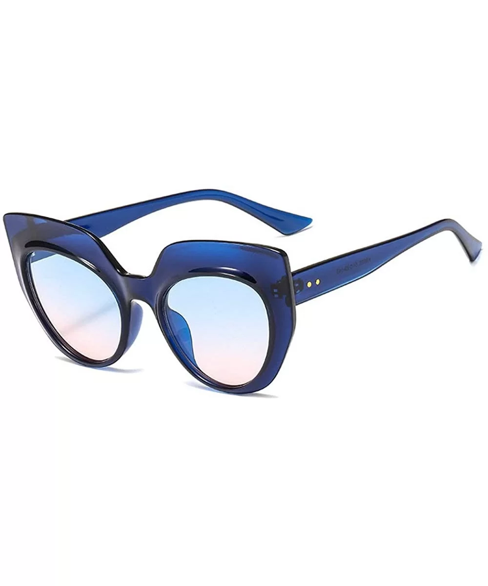 2019 new cat glasses trend ladies retro brand designer square sunglasses UV400 - Blue - C418T9ODKYY $11.82 Square