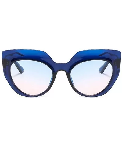 2019 new cat glasses trend ladies retro brand designer square sunglasses UV400 - Blue - C418T9ODKYY $11.82 Square