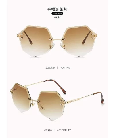 Rimless Colored Sunglasses Ocean Glasses Female Sunshade Glasses - 5 - CD198R6ZMY9 $22.31 Rimless