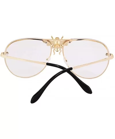 Stylish Metal Bee Decoration Sunglasses UV Protection Frame - White Frame/ Gray - C518ZYQ8MDH $16.24 Shield