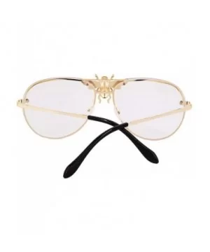 Stylish Metal Bee Decoration Sunglasses UV Protection Frame - White Frame/ Gray - C518ZYQ8MDH $16.24 Shield