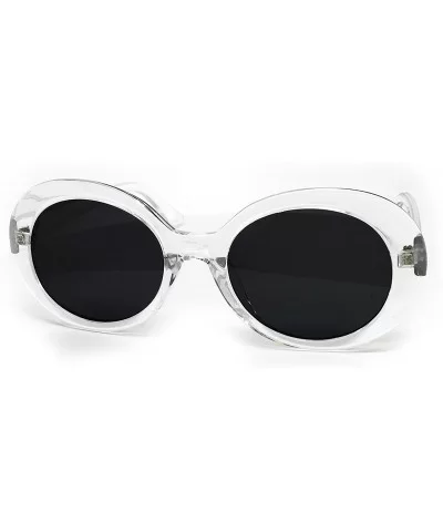 SA122 Original Classic Dark Mod Round Pop Oval Lens Kurt Cobain Nirvana Bold Retro Vintage Sunglasses - Clear - C5184Y8DA2Z $...