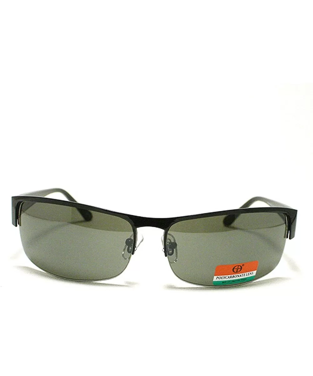 Men's Half Rim Narrow Rectangular Sunglasses - Black - C81102PZZ1T $5.44 Rectangular