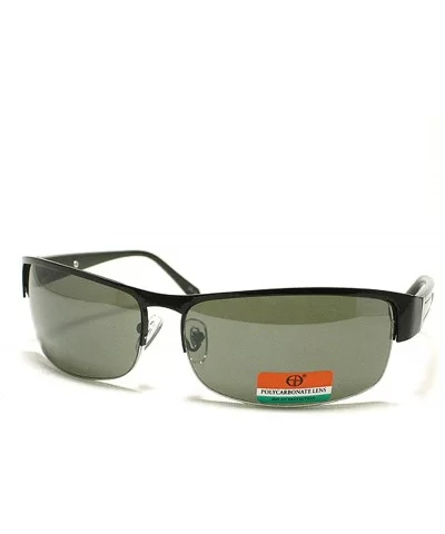 Men's Half Rim Narrow Rectangular Sunglasses - Black - C81102PZZ1T $5.44 Rectangular