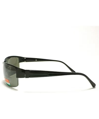 Men's Half Rim Narrow Rectangular Sunglasses - Black - C81102PZZ1T $5.44 Rectangular