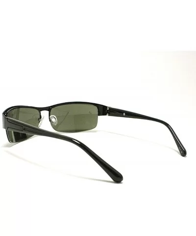 Men's Half Rim Narrow Rectangular Sunglasses - Black - C81102PZZ1T $5.44 Rectangular