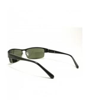 Men's Half Rim Narrow Rectangular Sunglasses - Black - C81102PZZ1T $5.44 Rectangular