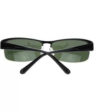 Men's Half Rim Narrow Rectangular Sunglasses - Black - C81102PZZ1T $5.44 Rectangular