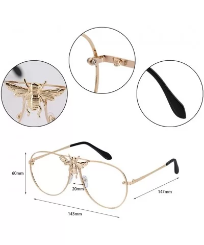 Stylish Metal Bee Decoration Sunglasses UV Protection Frame - White Frame/ Gray - C518ZYQ8MDH $16.24 Shield