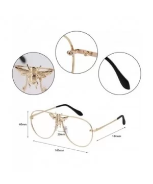 Stylish Metal Bee Decoration Sunglasses UV Protection Frame - White Frame/ Gray - C518ZYQ8MDH $16.24 Shield