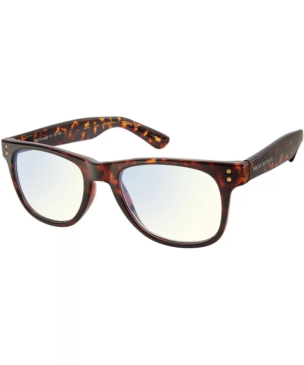 "Voyager" Blue Light Blocking Eyewear - Brown/Clear - C418SIHAHQL $23.96 Aviator