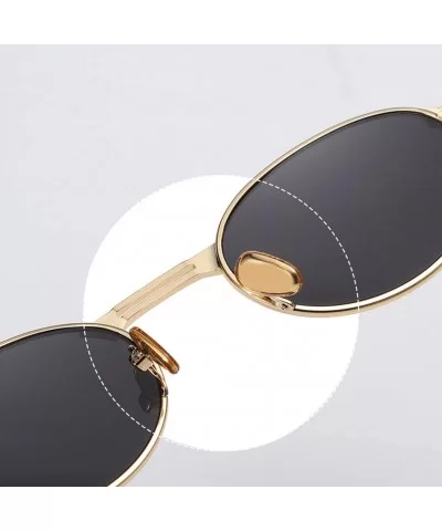 Retro Sunglasses Vintage Men Summer Metal Punk Women Oval Anti Blue Light Uv400 - Gold With Red - CA1903NCKXU $7.41 Oval