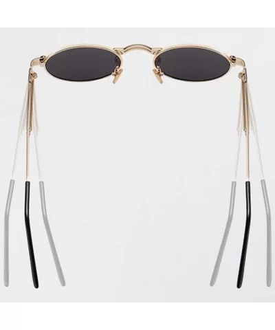 Retro Sunglasses Vintage Men Summer Metal Punk Women Oval Anti Blue Light Uv400 - Gold With Red - CA1903NCKXU $7.41 Oval