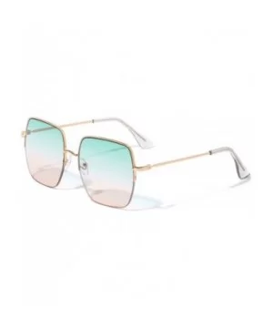 Atlanta Square Semi Rimless Fashion Sunglasses - Green - CY196ZH8ZQX $10.27 Semi-rimless