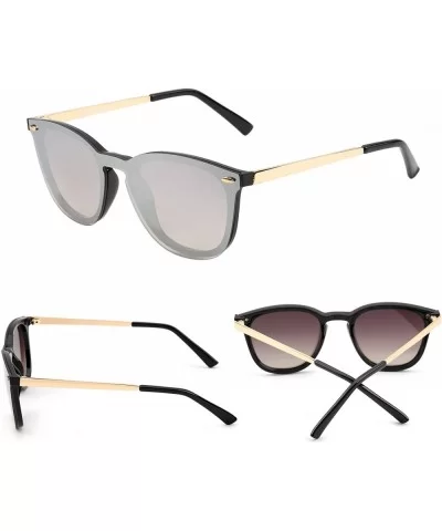 Trendy Rimless Sunglasses Mirror Reflective Sun Glasses for Women Men - Shiny Black / Mirror Sliver - C2184XXTGWA $13.80 Oval