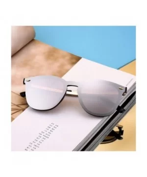 Trendy Rimless Sunglasses Mirror Reflective Sun Glasses for Women Men - Shiny Black / Mirror Sliver - C2184XXTGWA $13.80 Oval