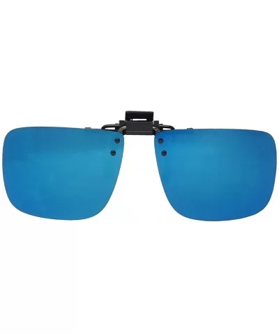 60mm Wide Large Polarized Night Driving Clip On Sunlgasses Flip Up Over Glasses - Blue Mirror Lens - CC189XENK66 $9.89 Aviator