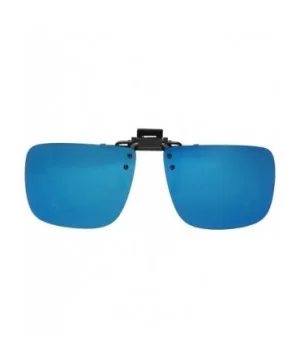 60mm Wide Large Polarized Night Driving Clip On Sunlgasses Flip Up Over Glasses - Blue Mirror Lens - CC189XENK66 $9.89 Aviator