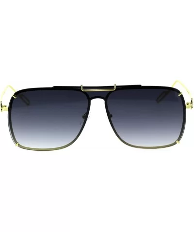 Mens Luxury Flat Top Mobster Shield Rimless Racer Metal Rim Sunglasses - Gold Smoke - CT18T273NCO $10.82 Oversized