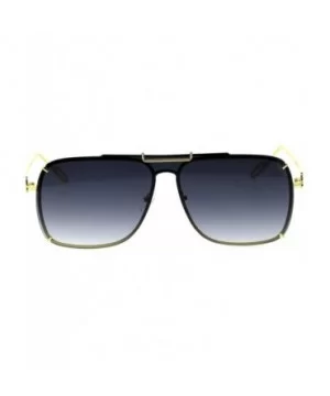 Mens Luxury Flat Top Mobster Shield Rimless Racer Metal Rim Sunglasses - Gold Smoke - CT18T273NCO $10.82 Oversized