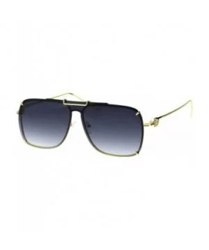 Mens Luxury Flat Top Mobster Shield Rimless Racer Metal Rim Sunglasses - Gold Smoke - CT18T273NCO $10.82 Oversized