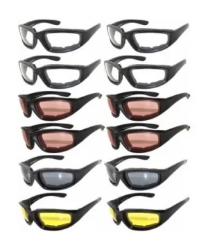 Wholesale of 12 Pairs Motorcycle Padded Foam Glasses Assorted Color Lens - 12_blk_am_yl - C812NTKA792 $44.33 Goggle