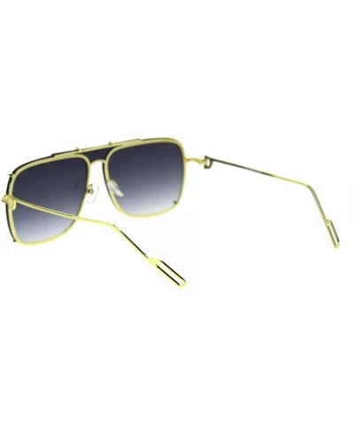 Mens Luxury Flat Top Mobster Shield Rimless Racer Metal Rim Sunglasses - Gold Smoke - CT18T273NCO $10.82 Oversized