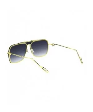 Mens Luxury Flat Top Mobster Shield Rimless Racer Metal Rim Sunglasses - Gold Smoke - CT18T273NCO $10.82 Oversized