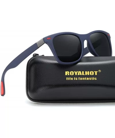 Men Polarized Sunglasses Classic Square Lens PC Frame for Driving Fishing Golf Uv 400 - Blue Grey - C71927ZNWEH $9.48 Sport