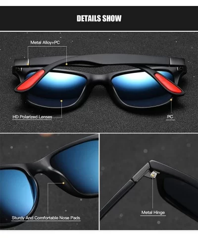 Men Polarized Sunglasses Classic Square Lens PC Frame for Driving Fishing Golf Uv 400 - Blue Grey - C71927ZNWEH $9.48 Sport