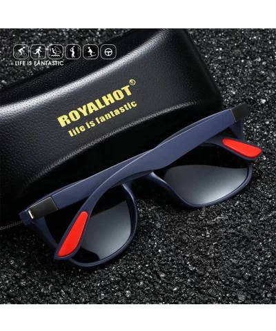 Men Polarized Sunglasses Classic Square Lens PC Frame for Driving Fishing Golf Uv 400 - Blue Grey - C71927ZNWEH $9.48 Sport