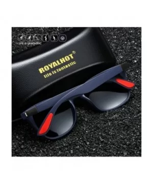 Men Polarized Sunglasses Classic Square Lens PC Frame for Driving Fishing Golf Uv 400 - Blue Grey - C71927ZNWEH $9.48 Sport