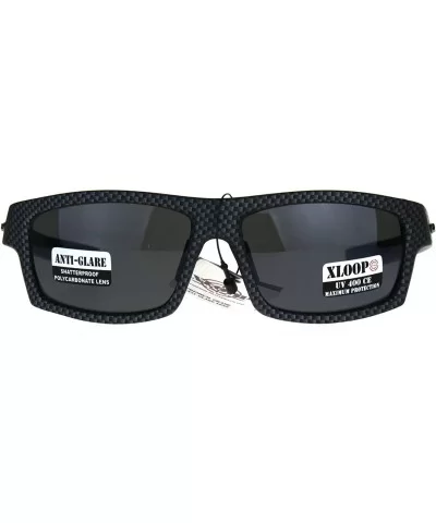 Mens Xloop Classic Rectangular Warp Biker Style Sunglasses - Carbon Fiber Pattern - CN18862YM3T $8.14 Rectangular